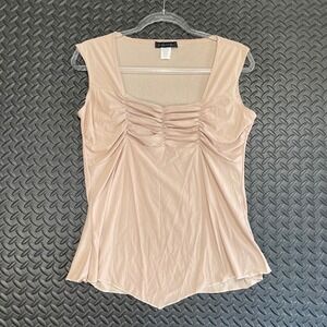 Vintage American City Wear Nude Scoop Neck Blouse Tank Top Made In USA Women's L